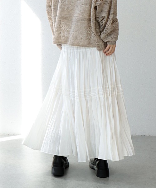 Jines（ジネス）の「ナチュラルエアータンブラー ティアードスカート（スカート・レディース・ホワイト/ブラウン/グリーン・38）」の21枚目の写真