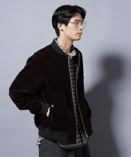 NANO universe（ナノユニバース）の「ベロア MA-1（MA-1・メンズ・ブラック/ブラウン・L/M）」の4枚目の写真