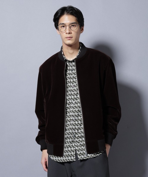 NANO universe（ナノユニバース）の「ベロア MA-1（MA-1・メンズ・ブラック/ブラウン・L/M）」の3枚目の写真