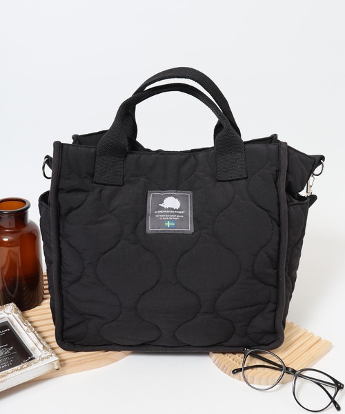 SCANDINAVIAN FOREST（スカンジナビアン・フォレスト）の「SCANDINAVIAN FOREST　ウェーブキルト2WAYトート（トートバッグ・レディース・グレー/グリーン系その他/ブラック・FREE）」の2枚目の写真