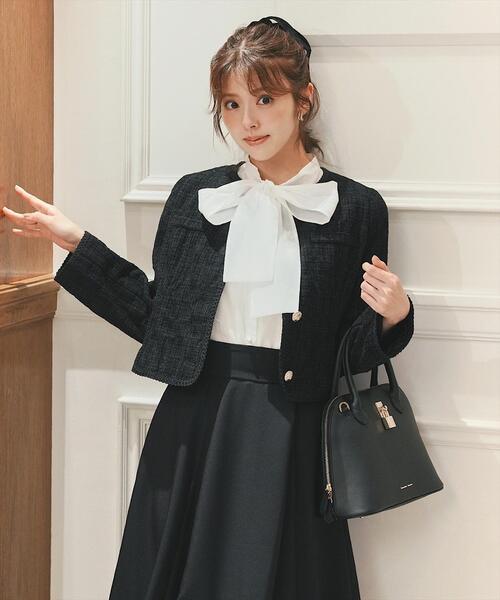 セール】ラメツイードノーカラージャケット（ノーカラージャケット