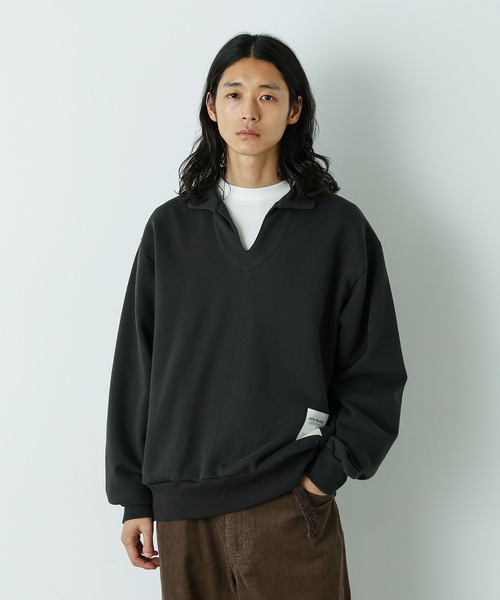 NANO universe（ナノユニバース）の「｢HOTEL PALACE｣ スキッパーロゴスウェット（スウェット・メンズ・ベージュ/ブラック・L/M）」の3枚目の写真