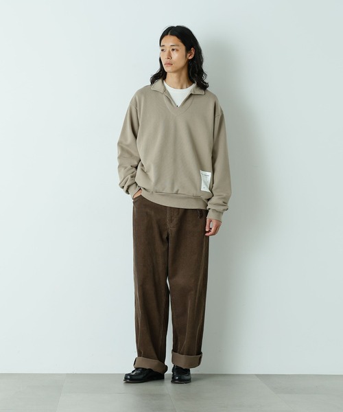 NANO universe（ナノユニバース）の「｢HOTEL PALACE｣ スキッパーロゴスウェット（スウェット・メンズ・ベージュ/ブラック・L/M）」の9枚目の写真