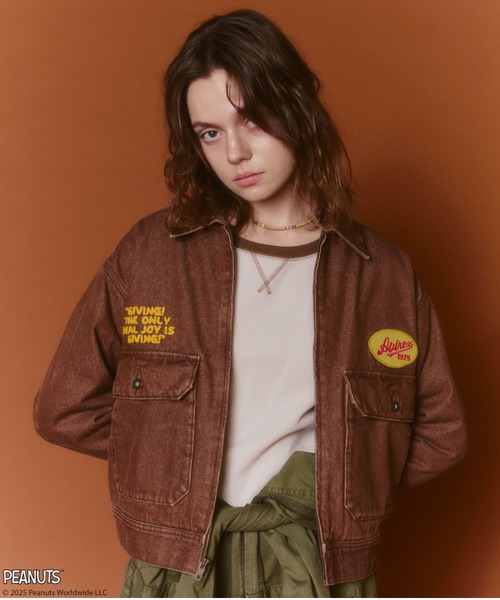 AVIREX(アヴィレックス)の「《AVIREX × PEANUTS》DENIM WORK JACKET / デニムワークジャケット / ピーナッツ / アヴィレックス(デニムジャケット・レディース・ブラック/ブラウン・M/S)」の3枚目の写真