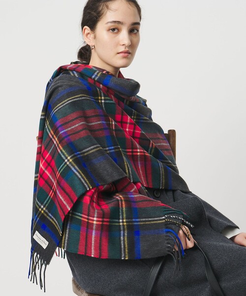 Johnstons of Elgin（ジョンストンズオブエルガン）の「＜Johnstons of Elgin＞カシミヤ チェック 70 ストール（ストール/ショール・レディース・ダークグレー/コバルトブルー/ライトグレー・FREE）」の3枚目の写真