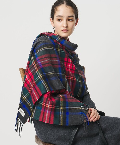 Johnstons of Elgin＞カシミヤ チェック 70 ストール（ストール