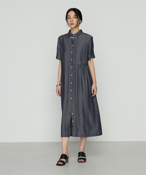 Gabardine K.T（ギャバジンケーティー）の「オトナシャンブレー 切替アシメワンピース（ワンピース・レディース・ブルー・7号/9号）」の12枚目の写真