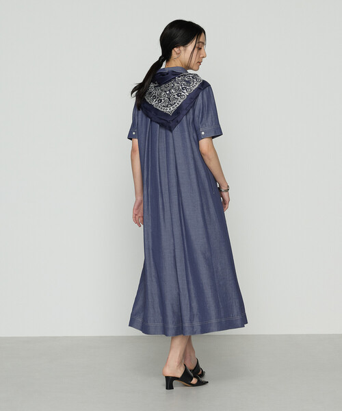 Gabardine K.T（ギャバジンケーティー）の「オトナシャンブレー 切替アシメワンピース（ワンピース・レディース・ブルー・7号/9号）」の16枚目の写真