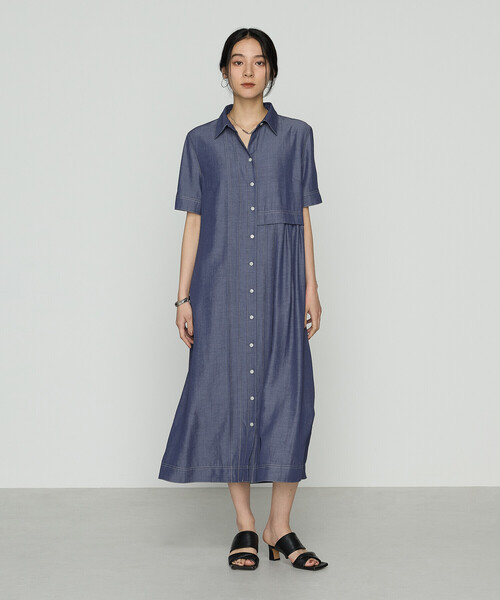 Gabardine K.T（ギャバジンケーティー）の「オトナシャンブレー 切替アシメワンピース（ワンピース・レディース・ブルー・7号/9号）」の17枚目の写真