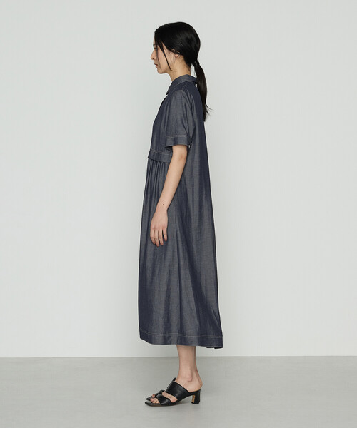 Gabardine K.T（ギャバジンケーティー）の「オトナシャンブレー 切替アシメワンピース（ワンピース・レディース・ブルー・7号/9号）」の3枚目の写真