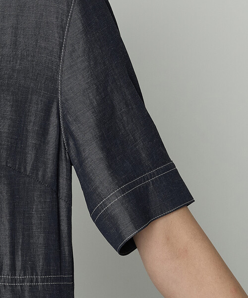 Gabardine K.T（ギャバジンケーティー）の「オトナシャンブレー 切替アシメワンピース（ワンピース・レディース・ブルー・7号/9号）」の6枚目の写真