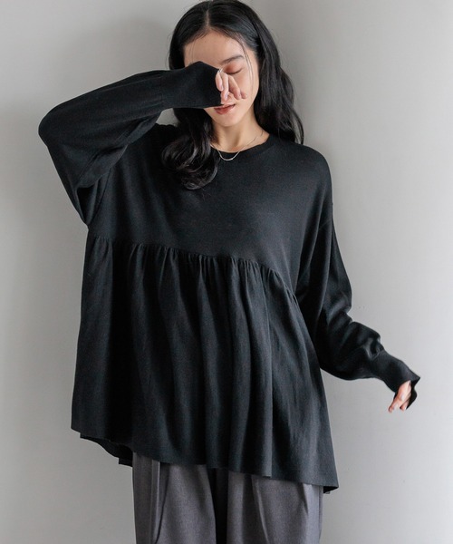 LOWRYS FARM（ローリーズファーム）の「ペプラムニットチュニックＬＳ　596325（ニット/セーター・レディース・ブラック/レッド/ブラウン・FREE）」の20枚目の写真