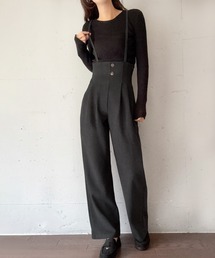 LAUIR（ラウアー）の「ハイウエストワイドサロペット[高身長サイズMT有り]（サロペット/オーバーオール・レディース）」