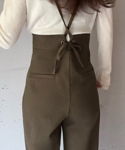 LAUIR（ラウアー）の「ハイウエストワイドサロペット[高身長サイズMT有り]（サロペット/オーバーオール・レディース・ブラック/チャコール/ブラウン・MT/LARGE/MEDIUM）」の13枚目の写真