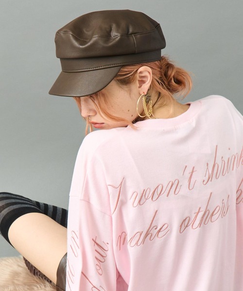 ANAP（アナップ）の「フェイクレザー キャスケット（キャスケット・レディース・ブラック/ブラウン・F）」の10枚目の写真