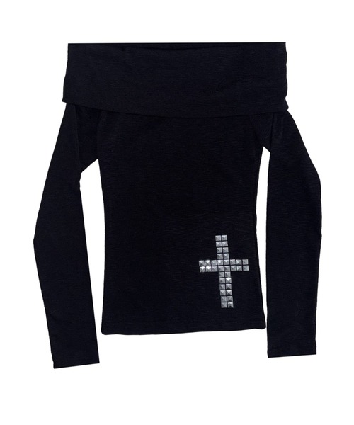 THEAIRTOWN(ジエアタウン)の「tuebe cross off top(Tシャツ/カットソー・レディース・ブラック/アイボリー/ダークグレー・FREE)」の11枚目の写真