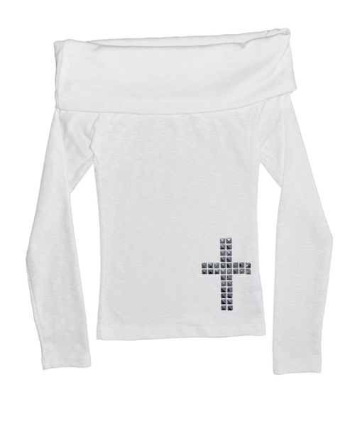 THEAIRTOWN(ジエアタウン)の「tuebe cross off top(Tシャツ/カットソー・レディース・ブラック/アイボリー/ダークグレー・FREE)」の13枚目の写真