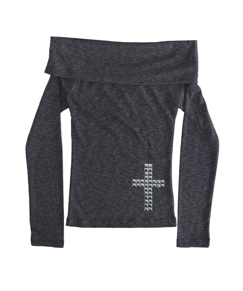 THEAIRTOWN(ジエアタウン)の「tuebe cross off top(Tシャツ/カットソー・レディース・ブラック/アイボリー/ダークグレー・FREE)」の12枚目の写真