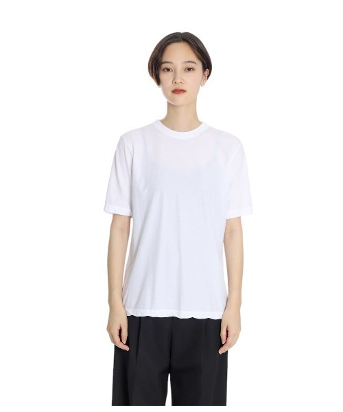 ATON（エイトン）の「ATON / エイトン：【レディース】FRESCA SINGLE JERSEY STANDARD T-SHIRT：KKAGGM0401[DEA]（Tシャツ/カットソー・レディース・ベージュ/ホワイト・01）」の6枚目の写真