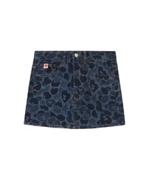 EMBOSSED CAMO DENIM SKIRT