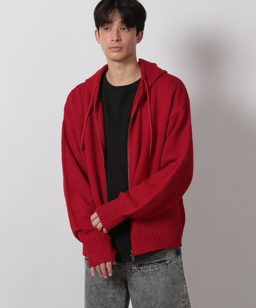 LAKOLE（ラコレ）の「ニットZIPパーカー / 612733（ニット/セーター・メンズ・レッド/グレー/ブラック・MEDIUM/LARGE）」の11枚目の写真