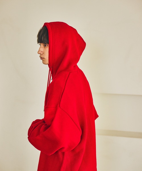 正規品★ランバンスポール★異素材ニットパーカー38赤×グレー参考4万円★一回着 正規品☆ランバンスポール☆異素材ニットパーカー38赤×グレー参考4万円