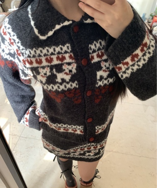 セール】【上下2点セット】ノルディック柄ニットプルオーバー＋