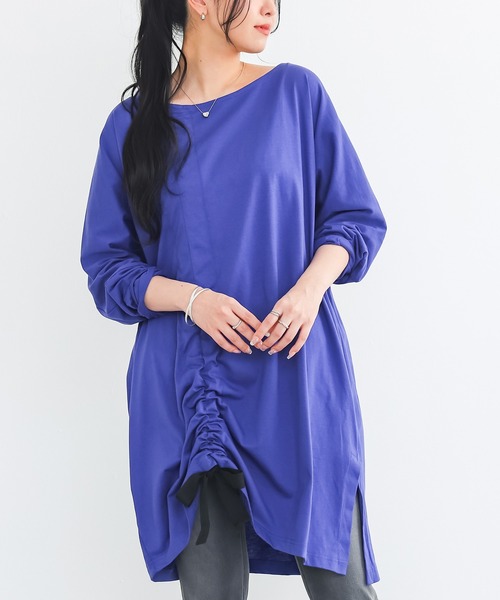 n'OrLABEL(ノアールレーベル)の「変形ドロストアレンジカットソー(Tシャツ/カットソー・レディース・ブラック/グレー/ブルー・FREE)」の3枚目の写真