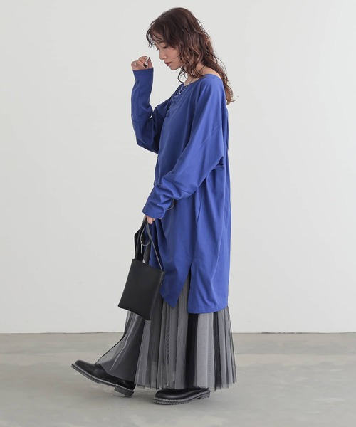n'OrLABEL(ノアールレーベル)の「変形ドロストアレンジカットソー(Tシャツ/カットソー・レディース・ブラック/グレー/ブルー・FREE)」の10枚目の写真
