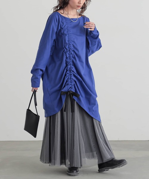 n'OrLABEL(ノアールレーベル)の「変形ドロストアレンジカットソー(Tシャツ/カットソー・レディース・ブラック/グレー/ブルー・FREE)」の8枚目の写真