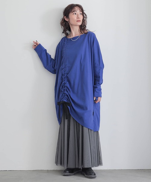 n'OrLABEL(ノアールレーベル)の「変形ドロストアレンジカットソー(Tシャツ/カットソー・レディース・ブラック/グレー/ブルー・FREE)」の9枚目の写真