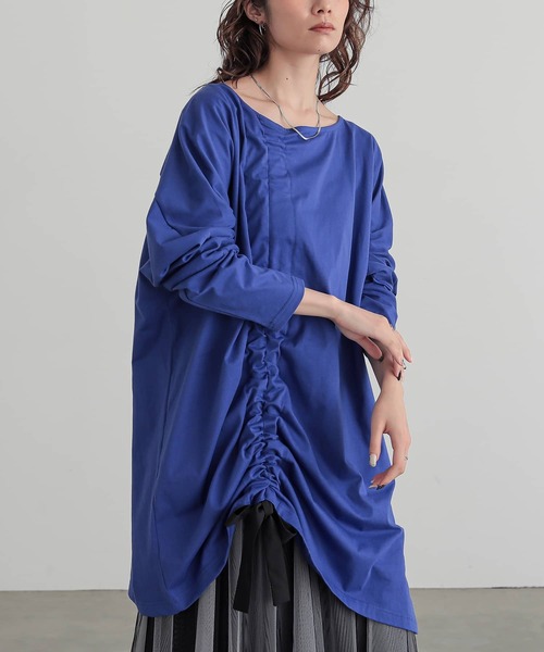n'OrLABEL(ノアールレーベル)の「変形ドロストアレンジカットソー(Tシャツ/カットソー・レディース・ブラック/グレー/ブルー・FREE)」の6枚目の写真
