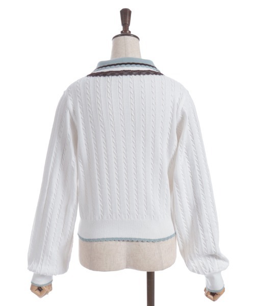 axes femme(アクシーズファム)の「レース×バイカラーニットポロ(ニット/セーター・レディース・チャコール/キナリ/ワイン・FREE)」の6枚目の写真