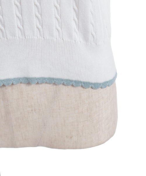 axes femme(アクシーズファム)の「レース×バイカラーニットポロ(ニット/セーター・レディース・チャコール/キナリ/ワイン・FREE)」の8枚目の写真