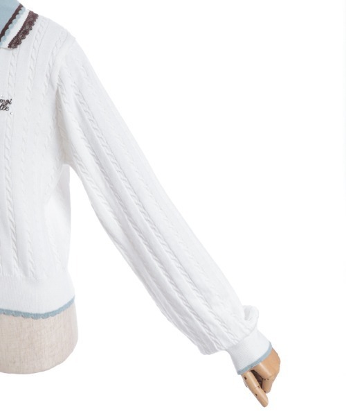 axes femme(アクシーズファム)の「レース×バイカラーニットポロ(ニット/セーター・レディース・チャコール/キナリ/ワイン・FREE)」の11枚目の写真