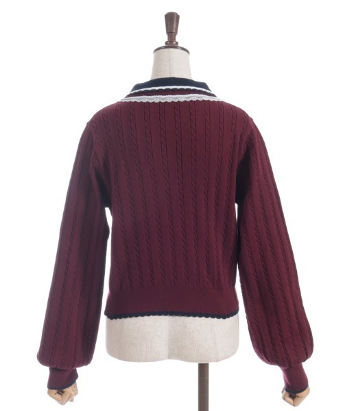 axes femme(アクシーズファム)の「レース×バイカラーニットポロ(ニット/セーター・レディース・チャコール/キナリ/ワイン・FREE)」の14枚目の写真