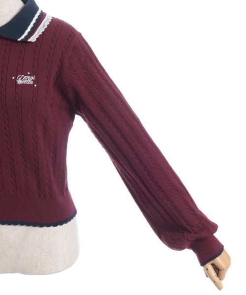 axes femme(アクシーズファム)の「レース×バイカラーニットポロ(ニット/セーター・レディース・チャコール/キナリ/ワイン・FREE)」の19枚目の写真