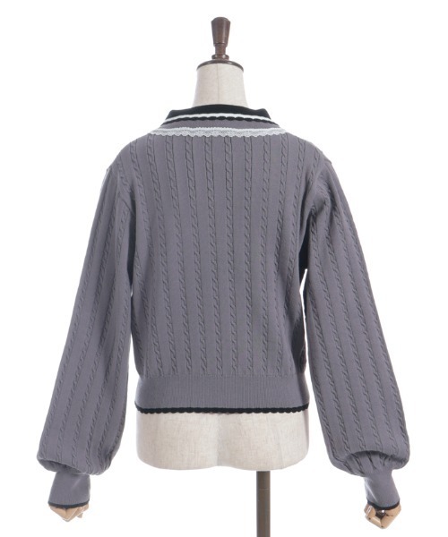 axes femme(アクシーズファム)の「レース×バイカラーニットポロ(ニット/セーター・レディース・チャコール/キナリ/ワイン・FREE)」の22枚目の写真