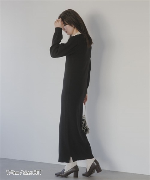 slattgir(スラットジール)の「高身長 配色ポロニットワンピース(トールサイズ)Essenave(ワンピース・レディース・グレー系/ブラック系・TM/T3L/TLL/TL)」の8枚目の写真
