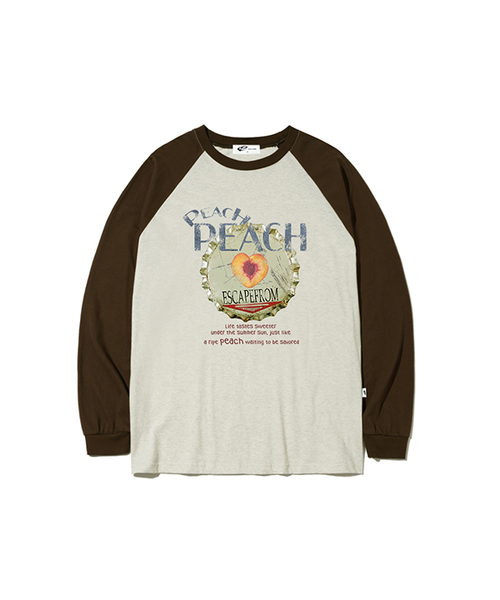 ESCAPEFROM（エスケープフロム）の「ピーチピーチプリントロングスリーブ [2カラー]（Tシャツ/カットソー・レディース・ホワイト/ブラウン・MEDIUM/LARGE/SMALL）」の2枚目の写真