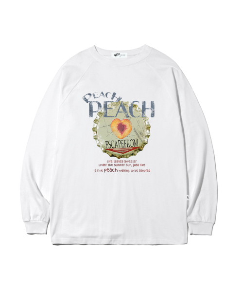 ESCAPEFROM（エスケープフロム）の「ピーチピーチプリントロングスリーブ [2カラー]（Tシャツ/カットソー・レディース・ホワイト/ブラウン・MEDIUM/LARGE/SMALL）」の3枚目の写真