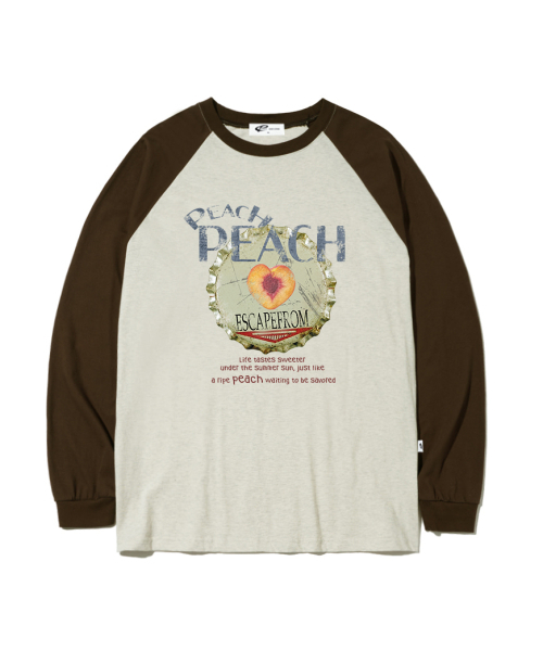 ESCAPEFROM（エスケープフロム）の「ピーチピーチプリントロングスリーブ [2カラー]（Tシャツ/カットソー・レディース・ホワイト/ブラウン・MEDIUM/LARGE/SMALL）」の4枚目の写真