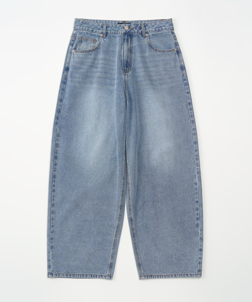 TOFFEE（トフィー）の「カーブドワイドデニムパンツ (ライトブルー)（デニムパンツ・メンズ・その他・SMALL/MEDIUM/LARGE/X-LARGE）」の2枚目の写真
