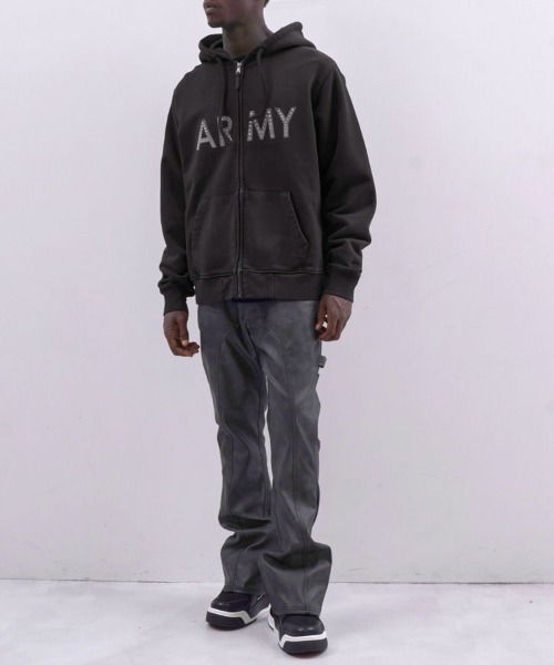 MLVINCE ブラックフード付きパーカー STYLISE パーカー 「MLVINCE」KNIT ZIP HOODY / ブラック 「KZH03BK