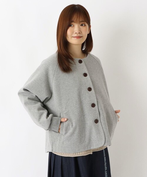 one'sterrace（ワンズテラス）の「ウールライク 両面起毛ジャケット（ノーカラージャケット・レディース・ベージュ系8/グレー系4/ブラック系8・02）」の2枚目の写真