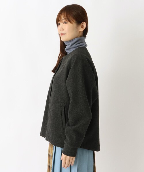one'sterrace（ワンズテラス）の「ウールライク 両面起毛ジャケット（ノーカラージャケット・レディース・ベージュ系8/グレー系4/ブラック系8・02）」の5枚目の写真