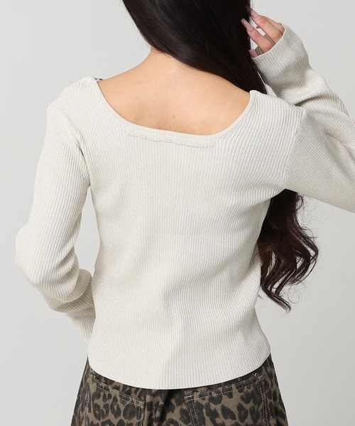 ANAP(アナップ)の「オープンデザイン メタル付きラメニット(ニット/セーター・レディース・ブラック/アイボリー/ネイビー・F)」の9枚目の写真