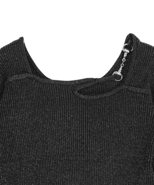 ANAP(アナップ)の「オープンデザイン メタル付きラメニット(ニット/セーター・レディース・ブラック/アイボリー/ネイビー・F)」の22枚目の写真