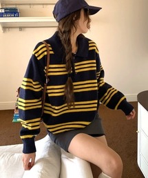 ポロ襟ラガーニットプルオーバー