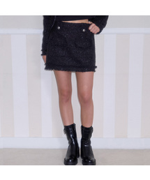 Spangle Pocket Mini Skirt [Black]
